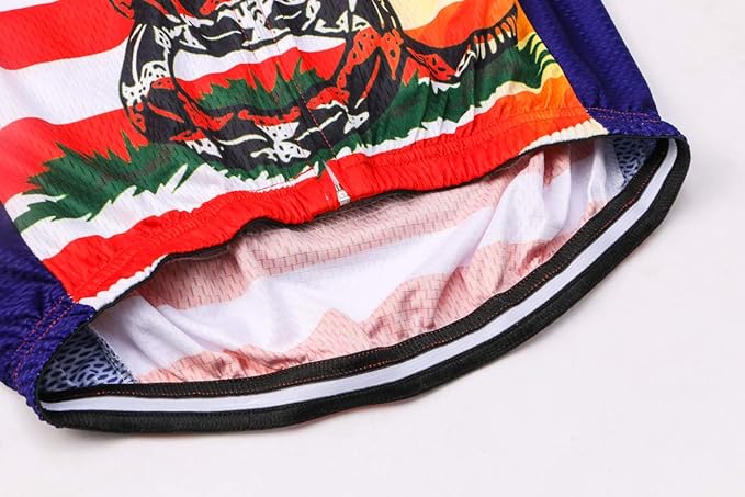 Cycling Jersey Short Sleeve USA Style Bike Tops with Pocket Reflective Stripe