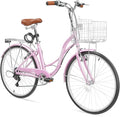 Ktaxon Women Bike 24/26 Inch Bicycles for Women, Beach Cruiser Bike with Premium Derailleur & Shift Lever, Adjustable Seat, High-Carbon Steel Frame and Excellent Welding Technology | Premium Derailleur, Shift Lever, Adjustable Seat