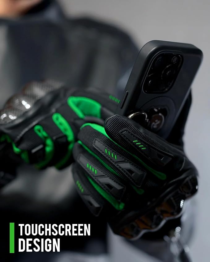 IRON JIA'S Motorcycle Gloves for Men and Women, Summer Touchscreen Riding Gloves with Carbon Fiber Protection for Road Racing, Dirt Bike, BMX, ATV L