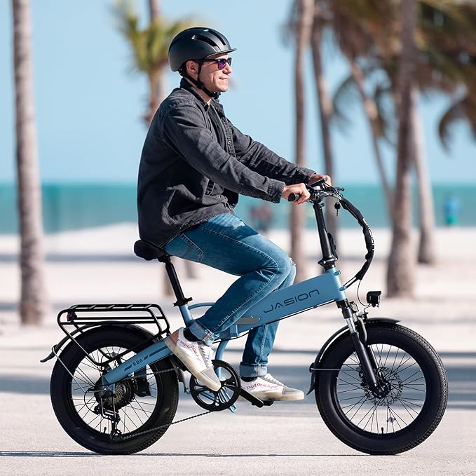 Jasion Electric Bike for Adults, 1000W Peak Motor Foldable Ebike, Aluminum 20'' Fat Tire Electric Bicycle Built-in 48V Removable Battery, EBS Commuter E Bikes up to 23 MPH & 45 Miles Max Range