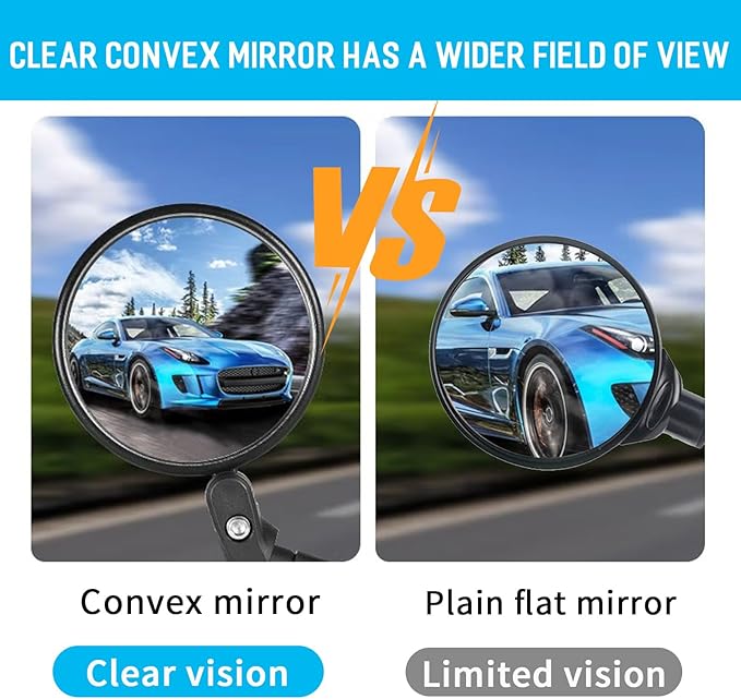 HIFROM Bike Mirror,Bicycle Rear View Mirror, Bike Bar End Mirror, HD Convex and 360 Degrees Rotatable Safe Rearview Bicycle Mirror Pack of 2