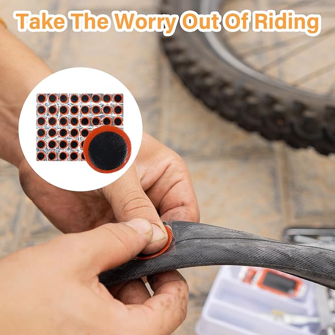 96 Pcs Ponches Frios para Bicicletas, Tire Patches for Bicycle Inner Tube Repair, 0.98 Inch Rubber Patch Kit, Emergency Road Cycling Tool