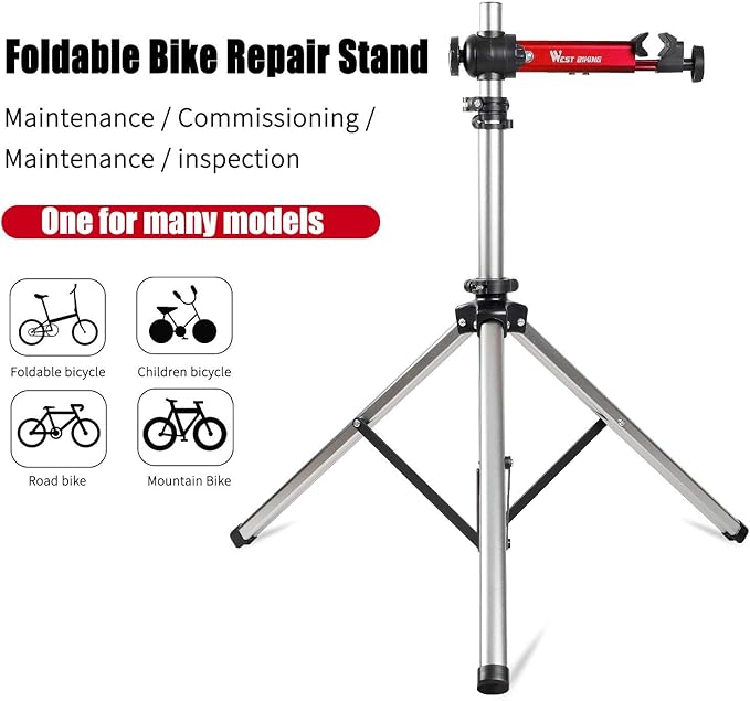 West Biking Bike Repair Stand(Max 85 Lbs) - Adjustable Foldable Bike Workstand With Quick Release,Bicycle Maintenance Rack Workstand For Home Mechanics,Tripod Base Park Tool Repair Stand