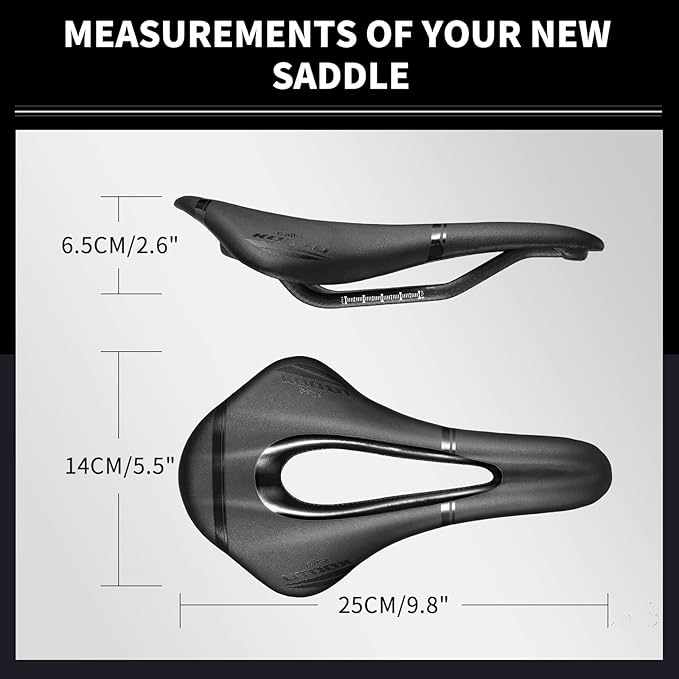KOOTU Road Bike Saddle, Comfortable Waterproof Bicycle Seat for Men and Women, Breathable Shock-Absorbing Bike Seat for MTB, Road Bikes, BMX & Exercise