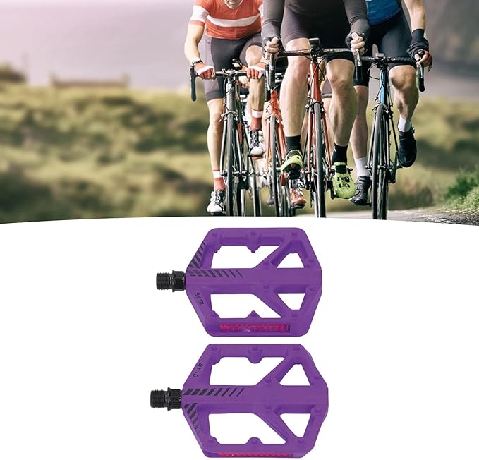 Cycle Pedal Nylon Fiber Enlarged Anti Slip Flat Platform Pedal for Road Mountain Cycle Lightweight Robust Durable Universal Fit 1 Pair (Purple)