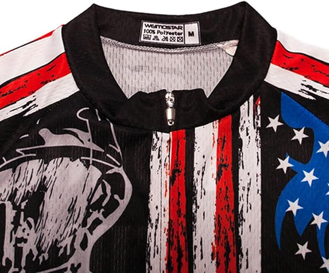 Weimostar Men's USA Cycling Jersey Short Sleeve Biking Shirts Breathable with Pockets