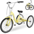 NAIZEA Folding Adult Tricycle - 7 Speed 20/24/26 Inch Folding Tricycle for Adult, 3 Wheel Bike, Foldable Trike with Large Basket/Low-Step Through for Men Women Senior