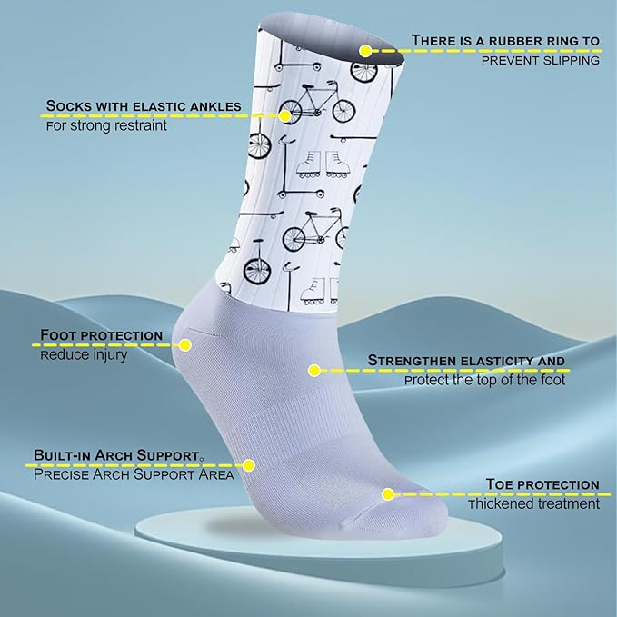 Cycling Socks Athletic Crew Socks Breathable Cushioned Compression Running Hiking Socks For Mens Womens