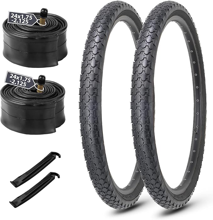 MOHEGIA 24/26 Inch Cruiser Bike Tires Set: 24x2.125/26x2.125 Inch Classic Folding Bicycle Tires,and Pair Inner Tubes with Tire Levers for Beach Cruiser City Bikes