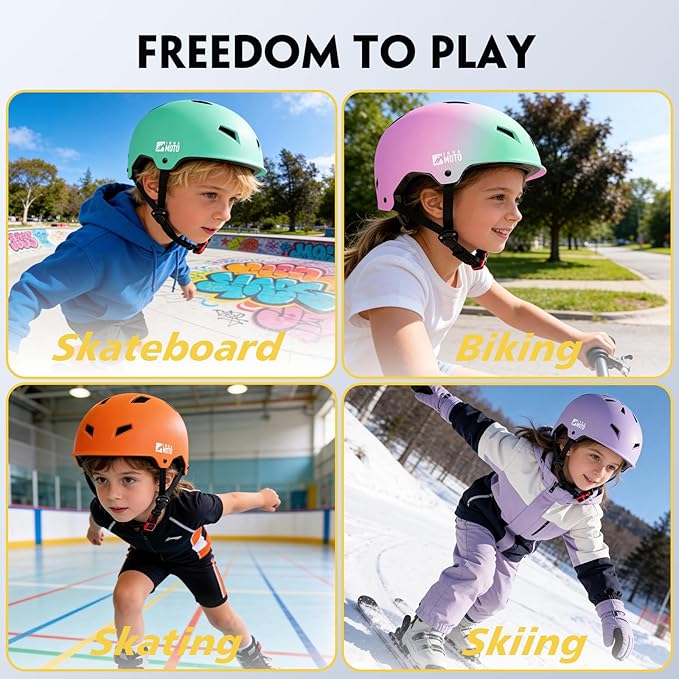 Skateboard Helmet for Adults - Adjustable Certified Safety Adults Helmet for Skateboarding Bike Bicycle Scooter Cycling Skate Skating Multisport Helmets for Women Men Boys Girls Kids Youth