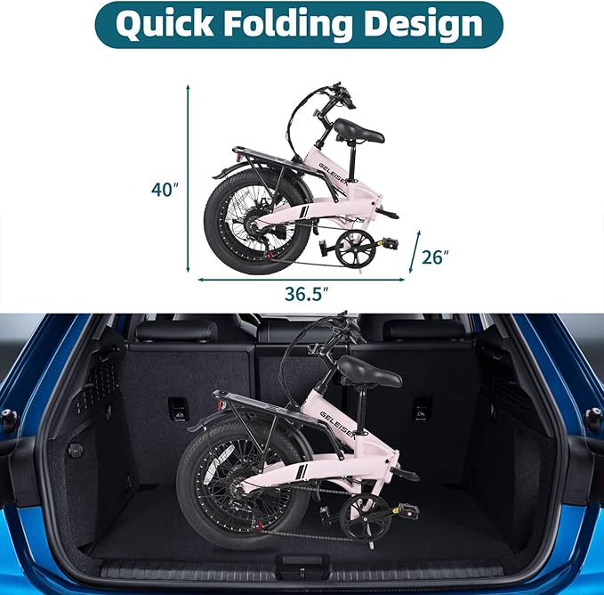 Folding Electric Bike for Adults, 20"×3.0 Fat Tire Electric Bicycle, 374.4Wh Battery Ebike, 20MPH Electric Cargo Bike with LCD Color Display & 6 Speed Gears (Fits for 5'0"+)