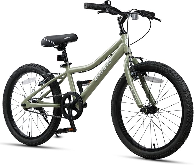AVASTA Bilbo 18 20 24 Inch Kids Bike for Boys Girls 5-14 Years Old, Retro Style High Carbon Steel Bicycle with Adjustable Handlebars and Seat, Dual V-Brakes, Kickstand, Multiple Colors