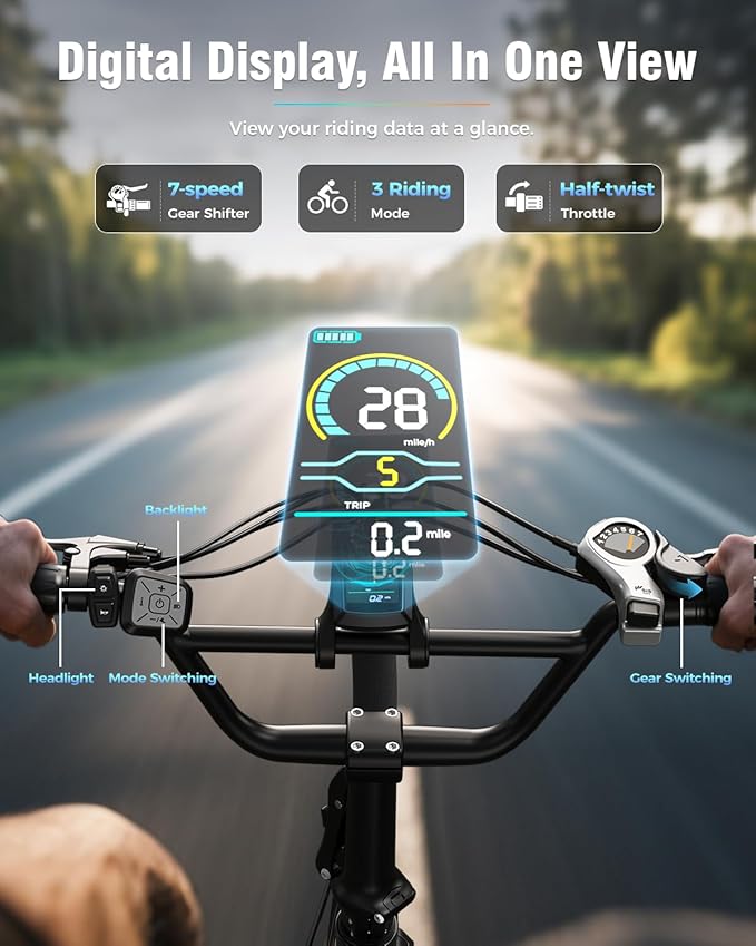 Jasion EB7 2.0 Adult Electric Bicycles, 28MPH Folding Electric Bike,1200W Peak Motor, 480WH Battery 55Miles Commute Ebikes for Adults,Shock Absorber,20" Fat Tire for City,Beach,Snow,Mountain