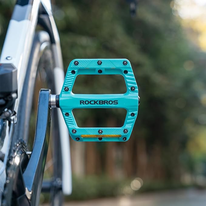 ROCKBROS Mountain Bike Pedals Bicycle Nylon Pedals 9/16 Inch Sealed Bearing Lightweight Platform for Road Mountain BMX MTB Bike