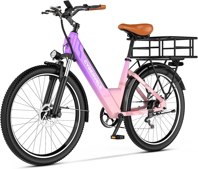 1000 Peak Electric Bike for Adults,up 80 Miles Removable Battery Ebike, 26" Electric E Bike with 7-Speed,Adult Electric Bicycles for Commute Beach Snow White Womens All Terrain