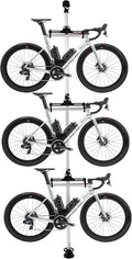 3 Bike Storage Rack, Floor to Ceiling Bike Vertical Freestanding Hanger Parking Rack, 360° Adjustable Hook Indoor Bike Storage Pole Stand, Floor Parking Cycle Organizer for Garages or Apartments