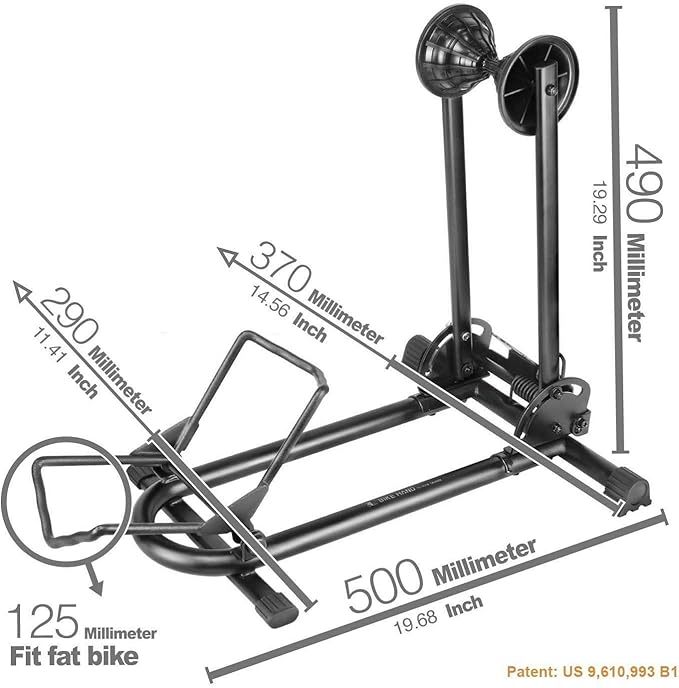 BikeHand Bicycle Floor Parking Rack Stand - for Mountain MTB & Road Bikes Indoor Outdoor Garage Storage - Fat Bike