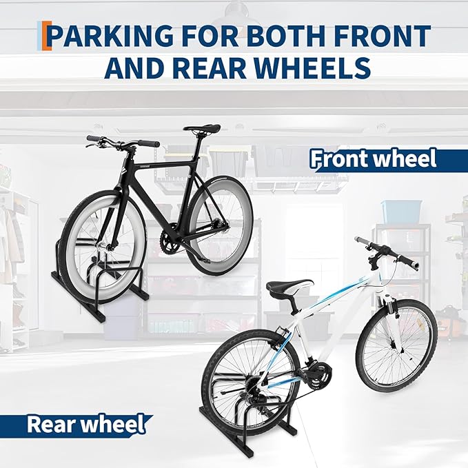 Garvee Bike Floor Stand, Wall-Mounted Bike Parking Rack for 22–28 in Wheels, Indoor Outdoor Bicycle Storage Stand, Fits Up to 2 in Tire Width
