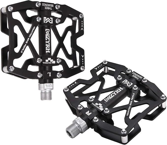 MZYRH Mountain Bike Pedals, Ultra Strong Colorful CNC Machined 9/16" Cycling Sealed 3 Bearing Pedals