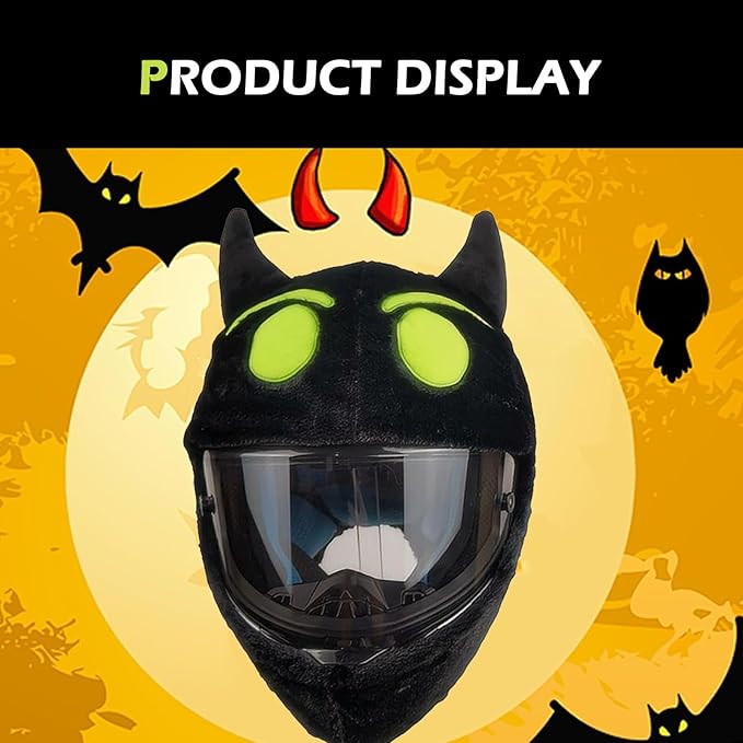 Full Face Motorcycle Helmet Cover, Scratch-Resistant Motorcycle Headgear Protective Cover, Funny Cute Cartoon Fluffy Plush Helmet Decoration, for Most Full Face Headgear (Green)