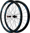 Carbon Fiber 700C Road Bikes Wheelset 40mm Aluminum Rim Front + Rear Wheel C/V Brake Quick Release 7 8 9 1011 Speed Matte
