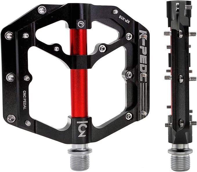 Aluminum Alloy 9/16" Bike Pedal MTB Wide Platform Flat Non-Slip Bicycle Pedals with 3 Bearings for Mountain Bikes, Road, BMX