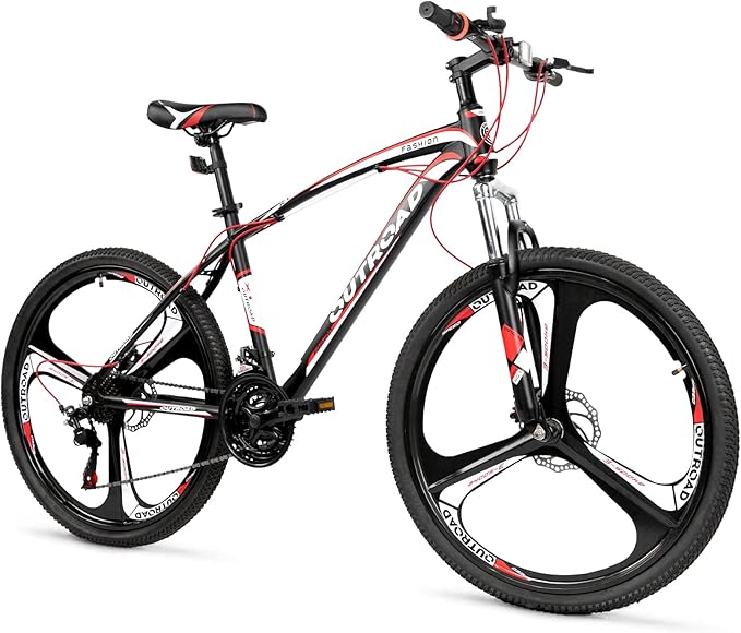 Betterland 26 Inch Mountain Bike, 7-Speed Adult Bike with Dual V Brakes, Outdoor Cycling Bike with High Carbon Steel Frame and Front Suspension, Adjustable Ergonomic Seat for Bicycle