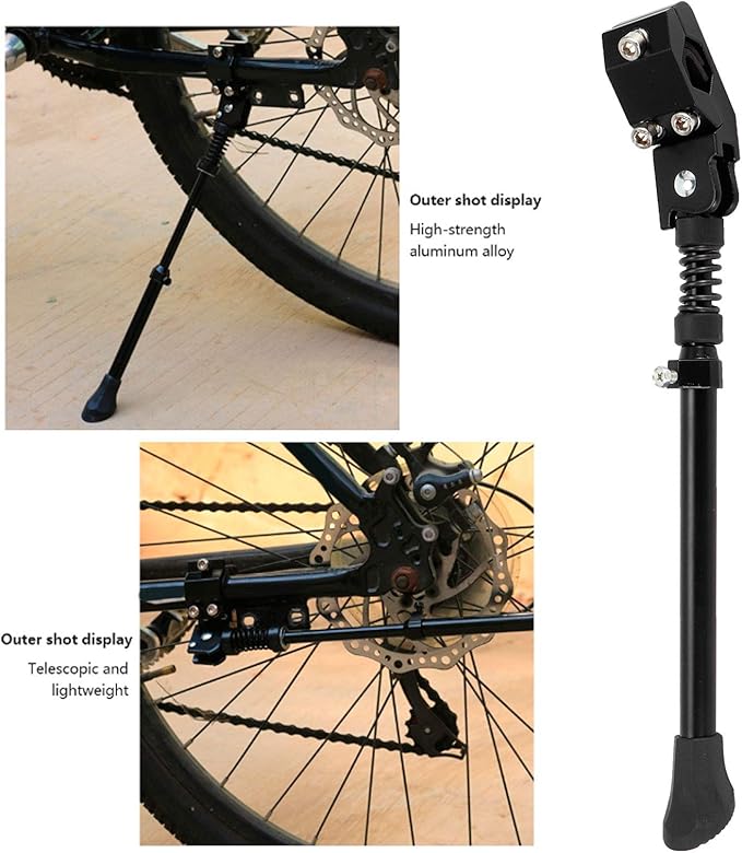 Adjustable Bike Kickstand Aluminum Rear Side Bicycless Stand Accessory for 16in 20in 24in 26in Tire Diameter Mountain Bike