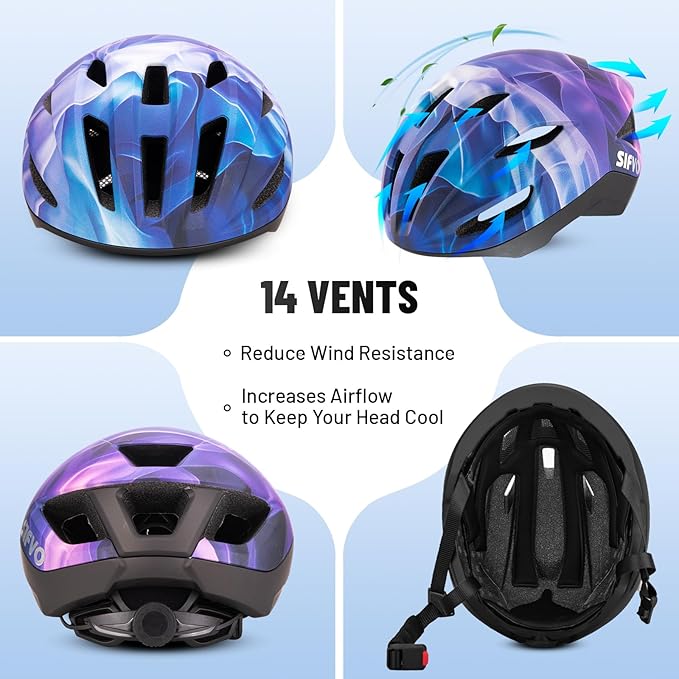 Adult Bike Helmet, SIFVO Road Bike Helmet Adjustable 55-58cm, Magnetic Buckle Lightweight Cycle Helmet for Men and Women Commuting Cycling Scooter Helmet