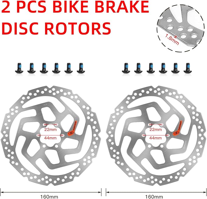 MT200 MTB Hydraulic Disc Brakes Set with RT26 160mm Rotors Left Front 800mm Right Rear 1550mm Mountain Bike Hydraulic Brake Mountain Bike Bicycle Disc Brake 2 Piston