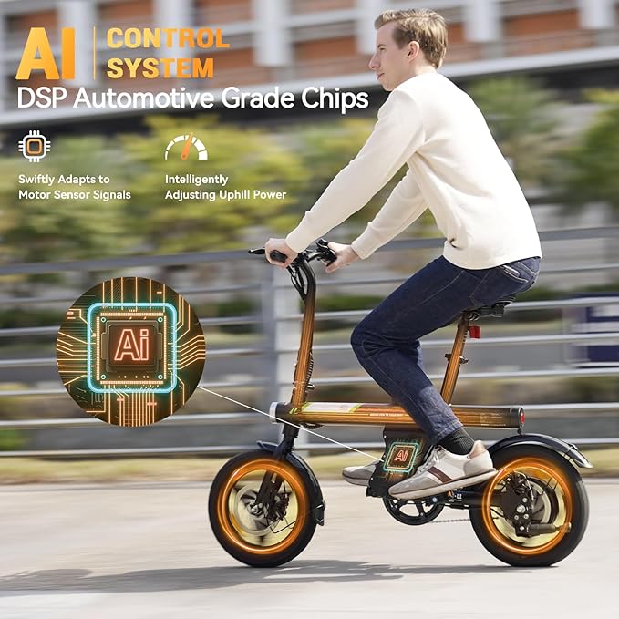 Mini Foldable Electric Bike for Adults, 750W Peak Folding Ebike, 36V 7.8Ah Battery 15 Miles, 14" Small Adult Electric Bicycle for Commuting (Ebike, Black)