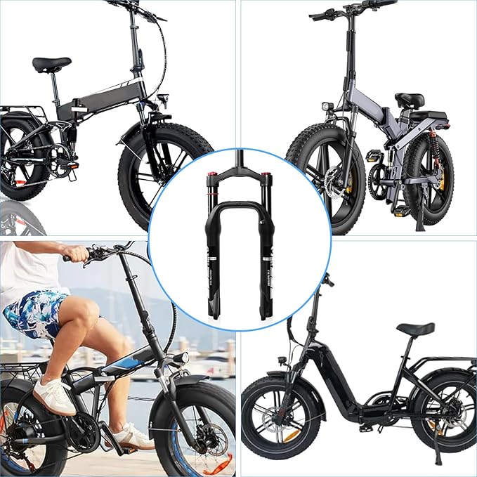 ZTZ 20 * 4.0 inch Fat Tire Air Suspension Fork - 130mm Travel, 135mm Spacing Hub, 9mm QR, Crown Lockout,Ultralight Fat Tire Bike Front Fork, Fit for Snow Beach XC Mountain Bikes