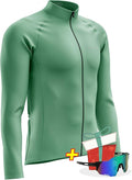 Men's Cycling Jersey Moisture Wicking Long Sleeve Full Zip Bike Road Riding Biking Shirts+ Cycling Glasses