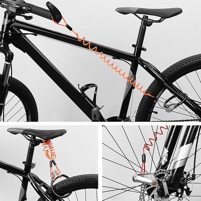 Motorcycle Reminder Cable Disc Lock Cable Anti-Theft Spring Wire Rope Motorcycle Bike Scooter Disc Lock Security Cable