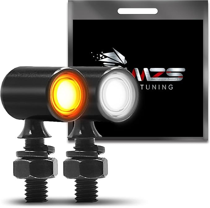 MZS Motorcycle Rear LED Turn Signals, Amber Light Mini Turn Signal Tail Light, Minimalist Design, Universal 6mm Screw Suitable for 6mm/8mm/10mm Hole Compatible with Most Family Motorcycles