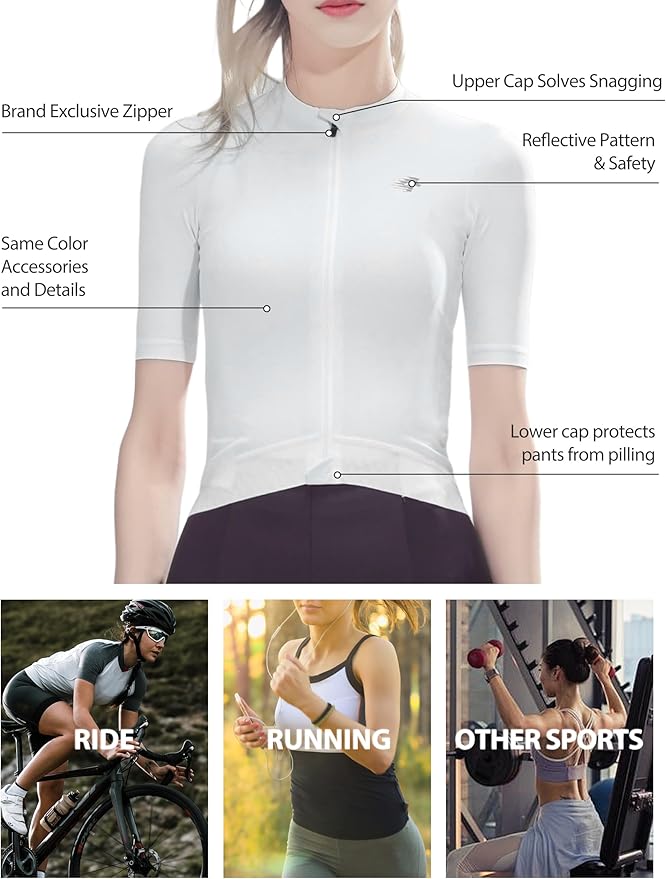 LAMEDA Cycling Jersey Women, Breathable Bike Shirts for Women Biking Tops with Pockets, Bicycle Clothing for Road Riding