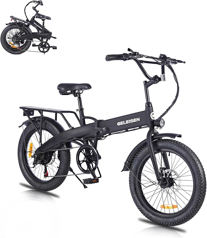 Folding Electric Bike for Adults, 20"×3.0 Fat Tire Electric Bicycle, 374.4Wh Battery Ebike, 20MPH Electric Cargo Bike with LCD Color Display & 6 Speed Gears (Fits for 5'0"+)
