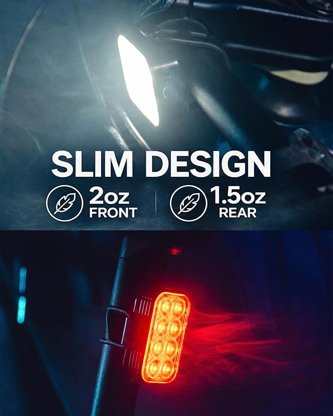 2026 NP-MAX Bike Lights Slim USB-C Rechargeable Front and Back Lights, Front & Rear Taillight Set, Bicycle Light Safety, Mini Bike Light LED, Ebike Riding Accessories, Waterproof, Visible Day & Night