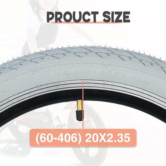 ZUKKA 20 x 2.35 Bike Tire 1/2 Pack 20 inch x 2.35 BMX Bike Tire Folding Replacement Tire for MTB Mountain Bike, BMX Bicycle Commuter Bike