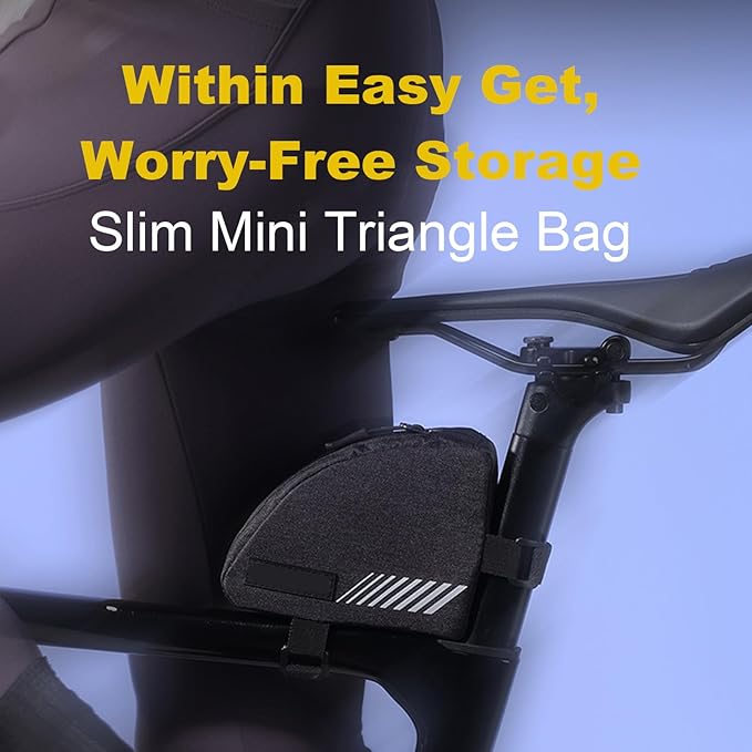Compact Triangle Bike Top Tube Bag, 0.3L Reflective Rainproof Storage Pouch for Road Mountain Cycling Accessories (0.3L)