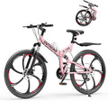 26" Foldable MTB – 21-Speed Full Suspension, High-Carbon Steel Frame, Dual Disc Brakes & Quick-Release Tires – Adults & Teens (Multiple Colors)