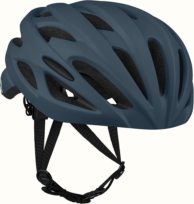 Retrospec Silas Road Bike Helmet with 24 Air Vents & Built-in LED Safety Light - Adjustable Adult Cycling Protection 54-61cm - Padded & Lightweight Design