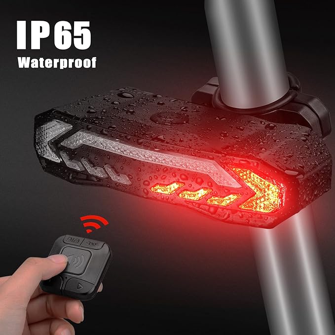 WSDCAM Bike Cargo Rack Tail Light with Turn Signals and Brake Light, Wireless Bike Horn Alarm, Auto On/Off USB C Rechargeable Bicycle Tail Light Rear Rack Bike Light Turn Signal Lights for Road Safety