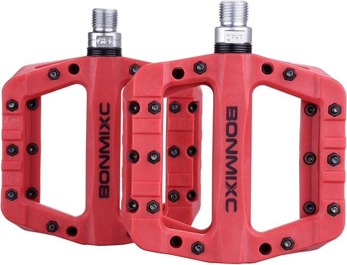 Mountain Bike Pedals Nylon Lightweight MTB Pedals Non-Slip Bicycle Pedals Large Platform Sealed Bearing 9/16” Thread