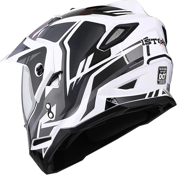 1Storm Youth Kids Dual Sport Dual Visor Motorcycle Motocross Off Road Full Face Helmet Matt Black