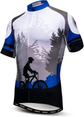 Men Cycling Jersey Skull Bike Short Sleeve Tops Quick-Dry Reflective 3-Pockets S-3XL
