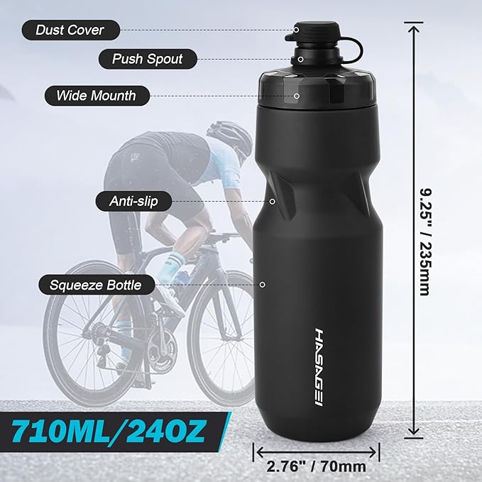 Bicycle Water Bottle Holder with 24 Oz Bottle, Durable Leak-Proof Non-Slip Design, Lightweight & Universal Fit for Mountain/Road Cycling Accessories