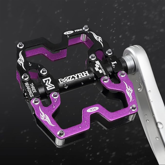 MZYRH Mountain Bike Pedals,3 Bearings Bicycle Pedals,Aluminum 9/16" MTB Pedals Bicycle Flat Pedals for Road Mountain BMX MTB Bike