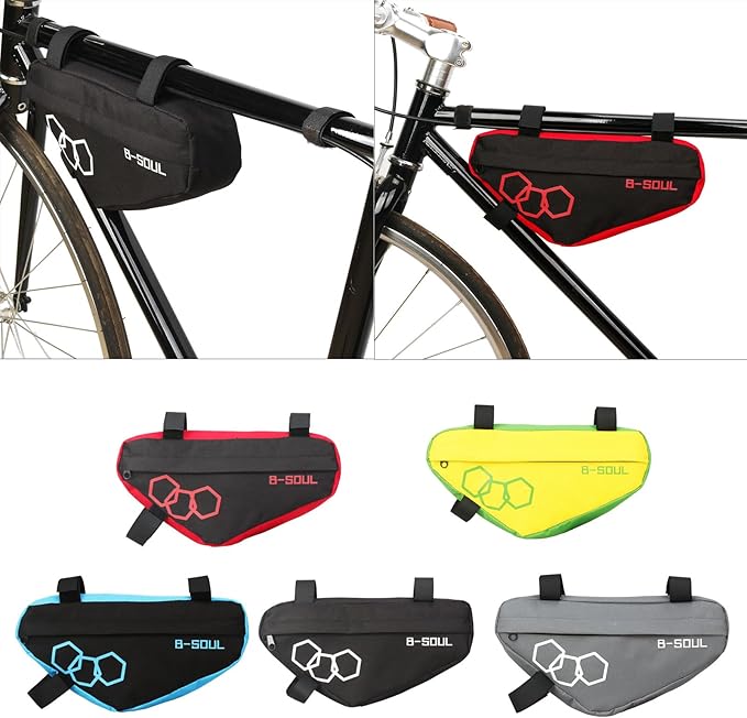 Frame Bag Bicycles Front Top Tube Bag Pouch Cycling Tool Bag for Road and Mountain Bikes, as the pic show, Black