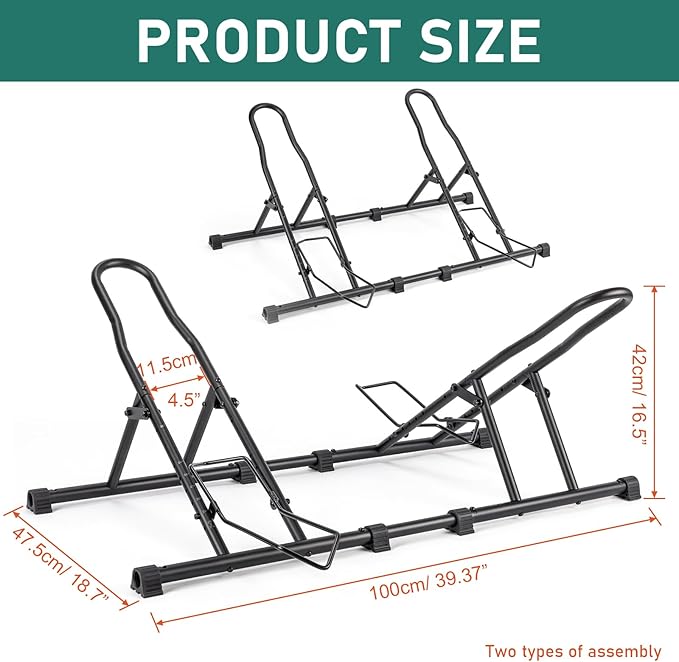 cyclists Indoor Bike Floor Stand - Bike Rack Floor Parking for Garage/Home - Bike Storage Bicycle Parking Rack Fit 20”-29” Mountain Road Bikes (For 2 Bikes)